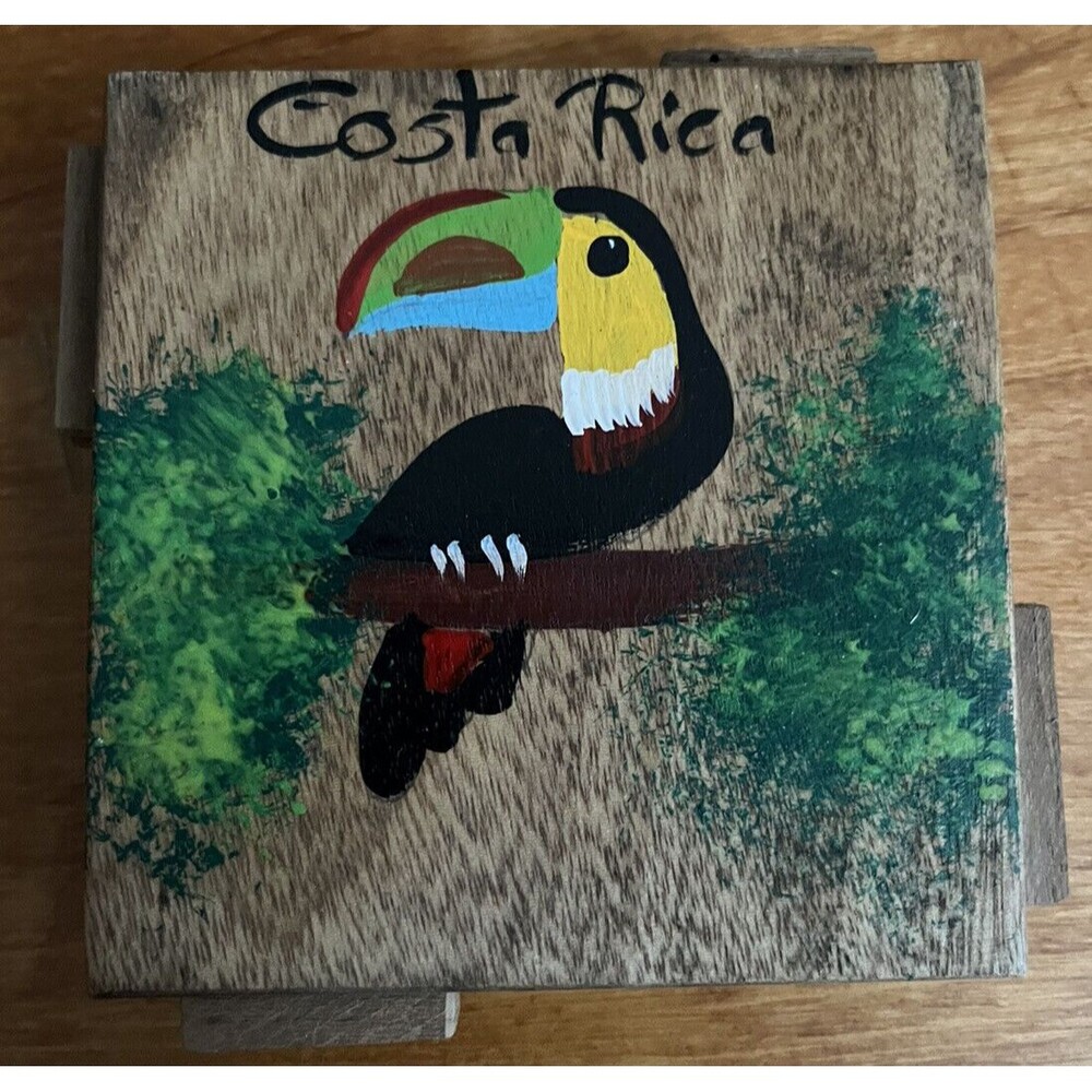 Matchbook Wood Match Box Holder Handmade Painted TOUCAN Bird Costa Rica Tropical